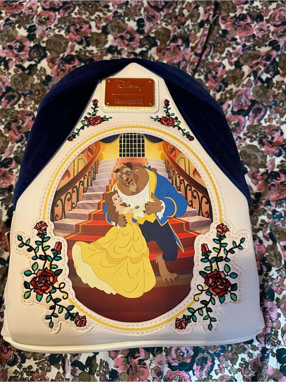 Disney Loungefly Beauty and the Beast Velvet Accent Backpack